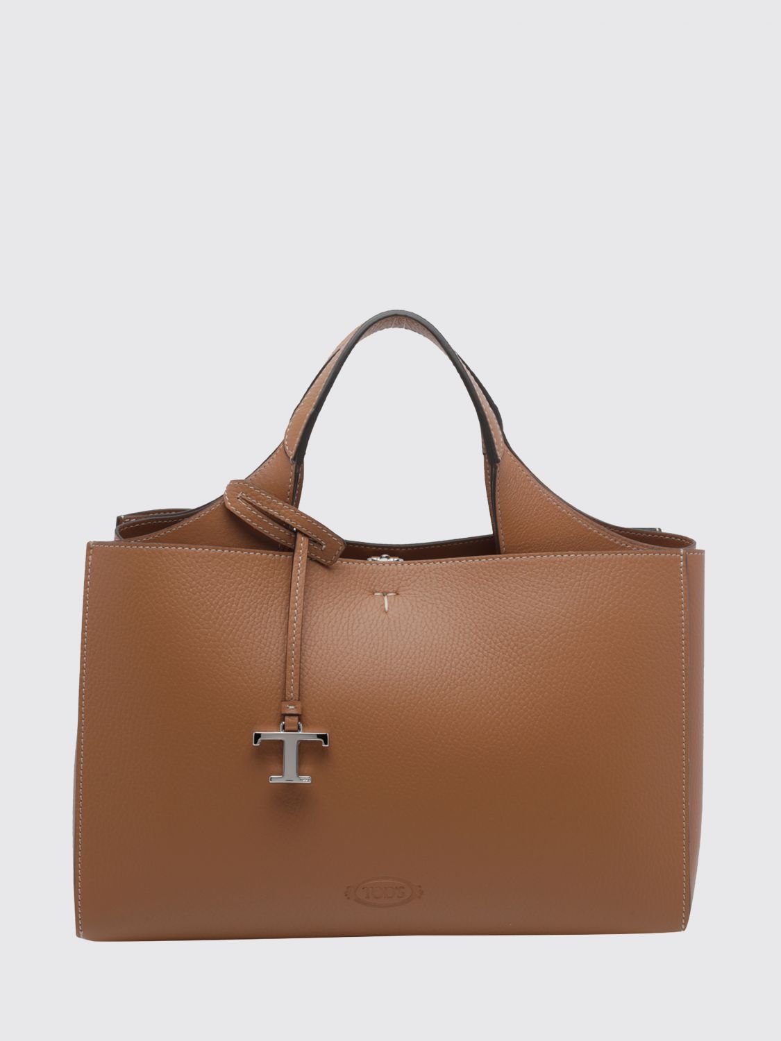 TOD'S Hammered Leather Tote Bag with Double Handle and Shoulder Strap