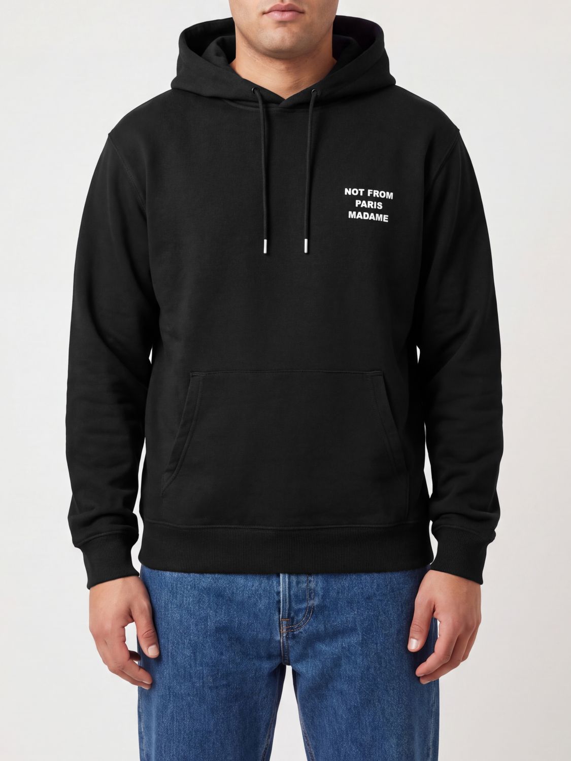 Drôle de Monsieur Hoodie aus Baumwolle mit Slogan-Print und Kängurutasche