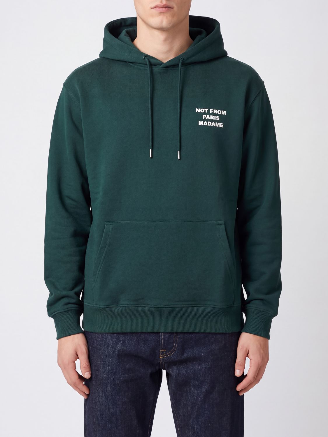 Drôle de Monsieur Hoodie aus Baumwolle mit Slogan-Print und Kängurutasche