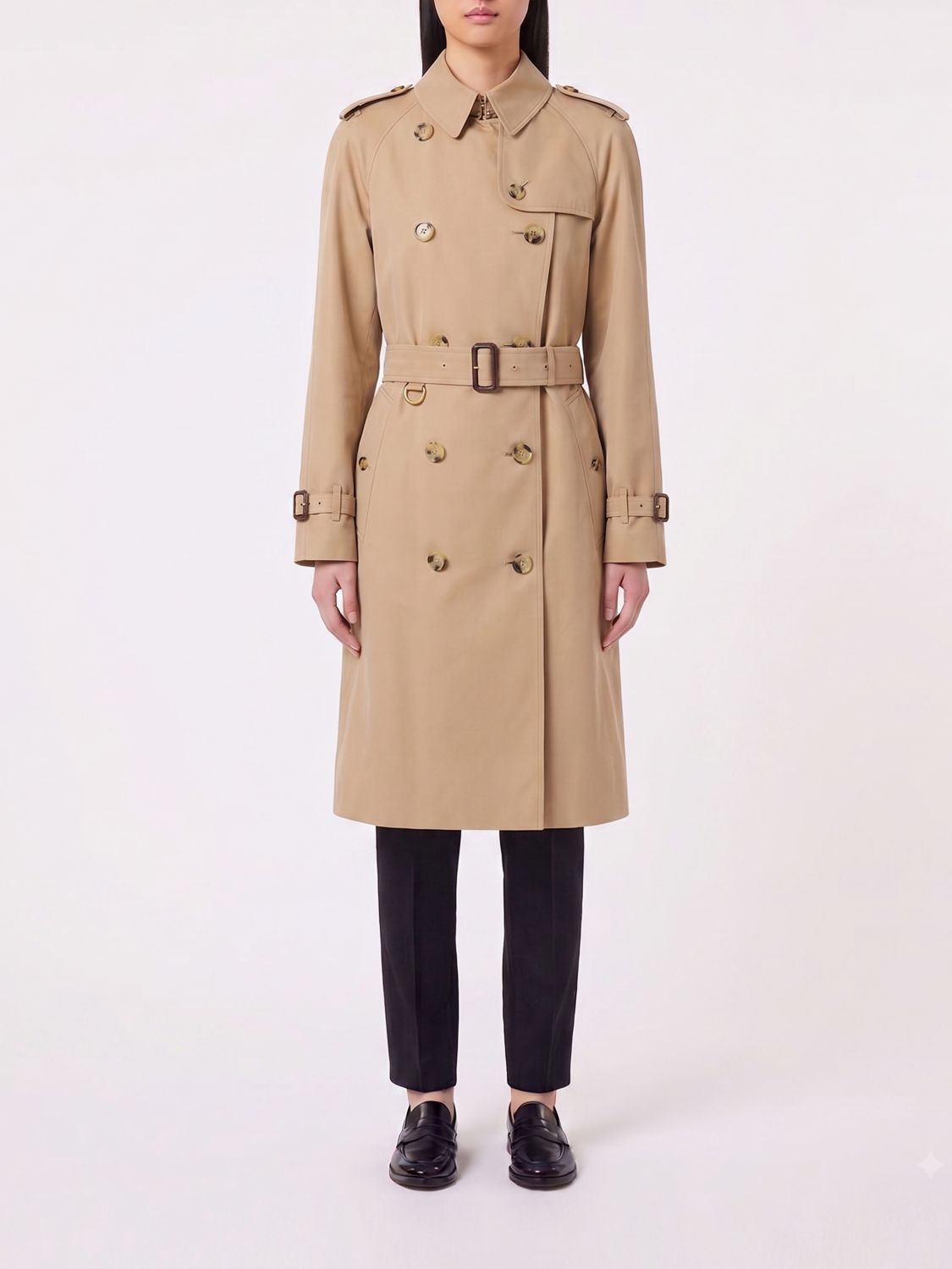 BURBERRY Double-Breasted Cotton Trench Coat with Belt and Epaulettes