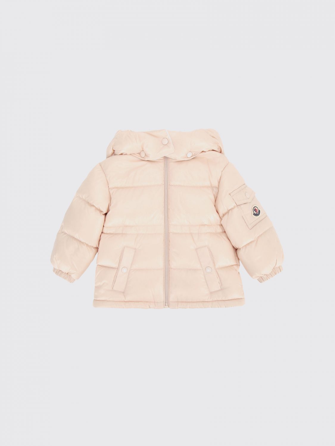 MONCLER Rosafarbene gesteppte Nylon-Daunenjacke Maire von für Jungen mit Kapuze