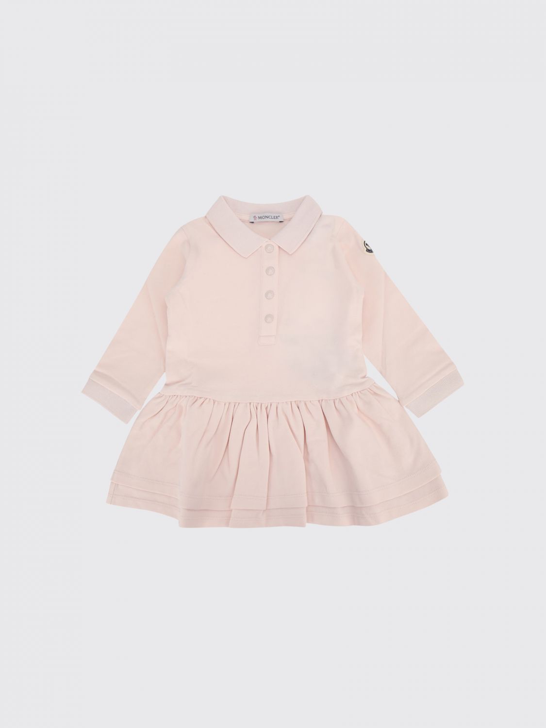 MONCLER Kurzes Hemdblusenkleid für Mädchen aus Stretch-Baumwolle mit Logo