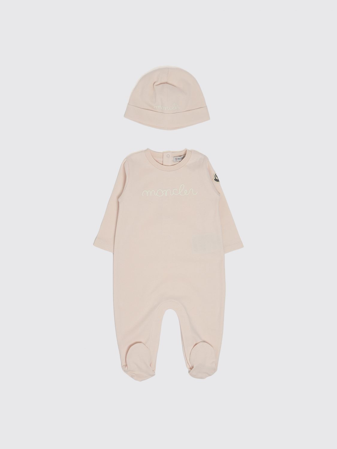 MONCLER 2-teiliges Baumwollset für Babys mit Rüschenkragen und gesticktem Logo