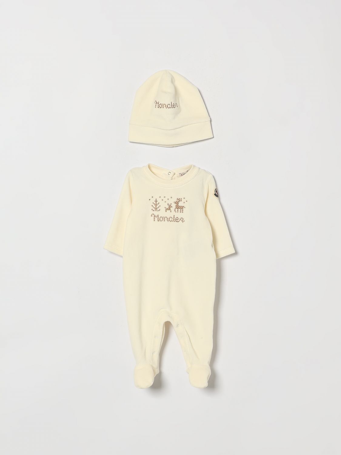 MONCLER Zweiteiliges Baumwollset von für Jungen mit gesticktem Logo und Füßen