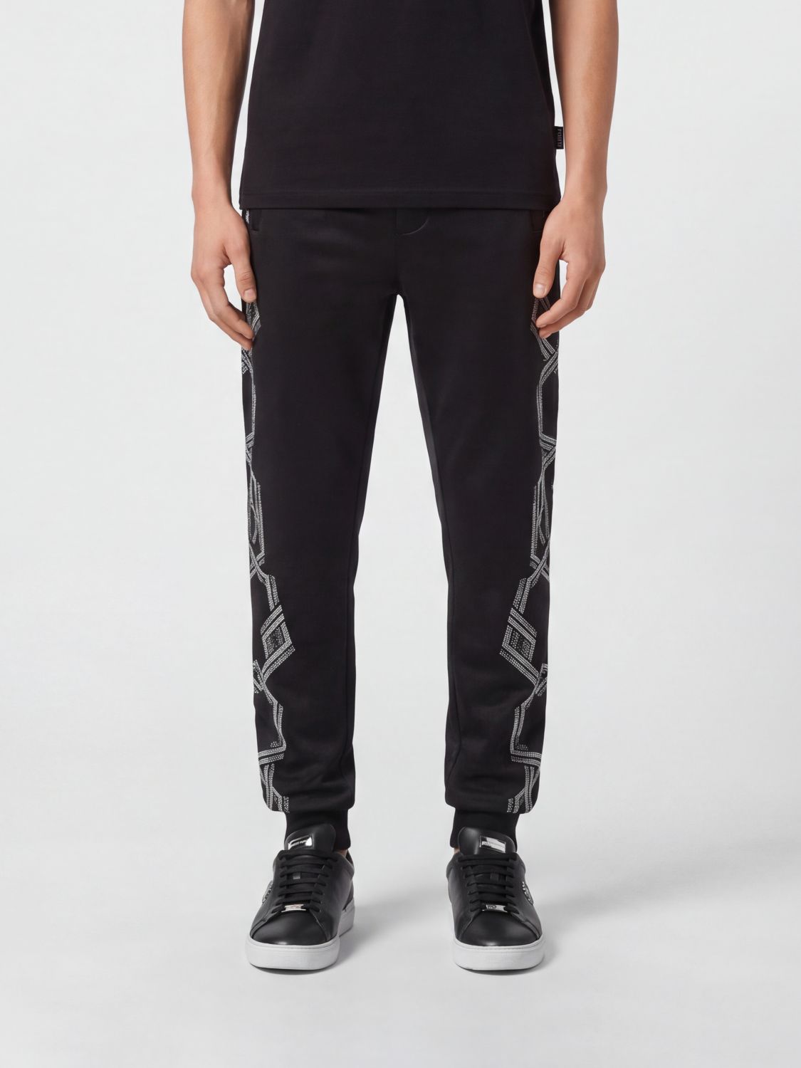 PHILIPP PLEIN Jersey-Jogginghose mit Kordelzug und Strass-Monogramm-Logo