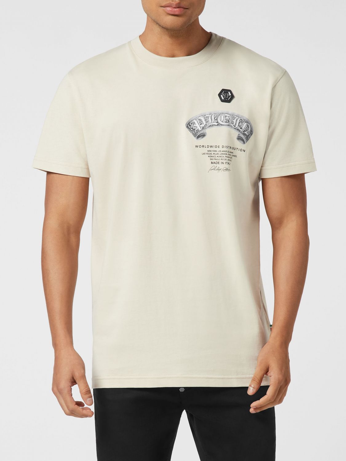 Philipp Plein Cotton Jersey T-shirt with Crew Neck and Skull Logo Print · XS