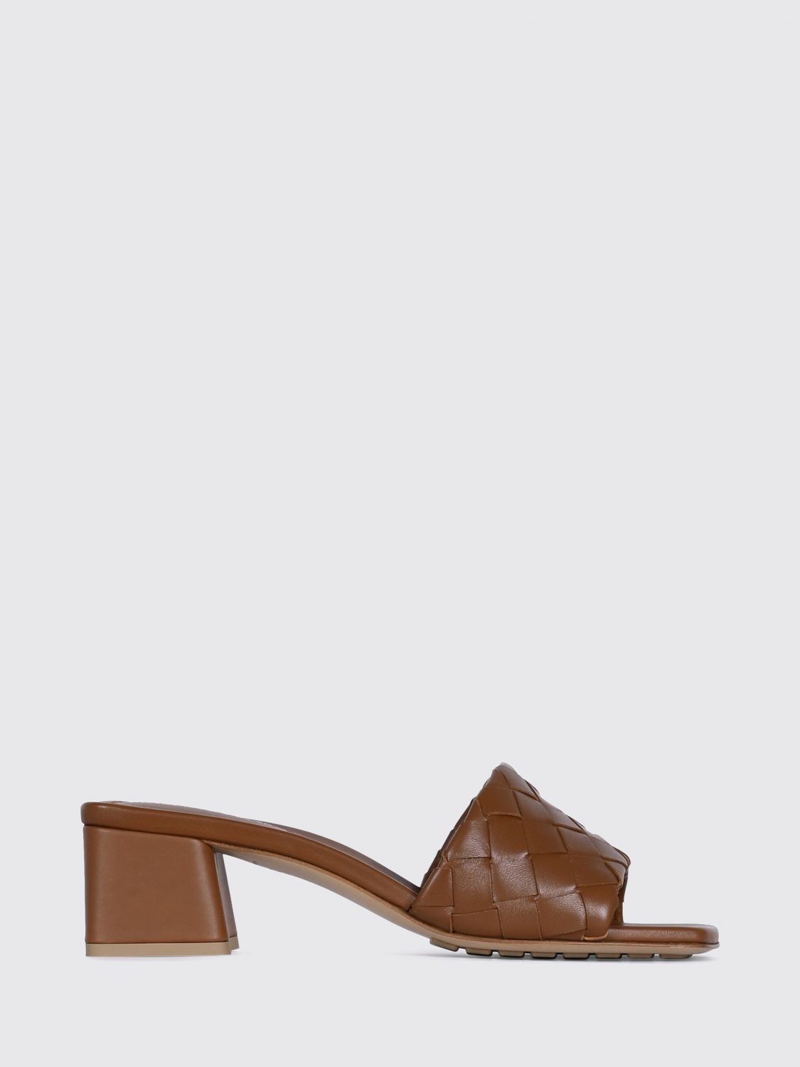 BOTTEGA VENETA Parco Intrecciato Leather Mule Sandals with Low Block Heel