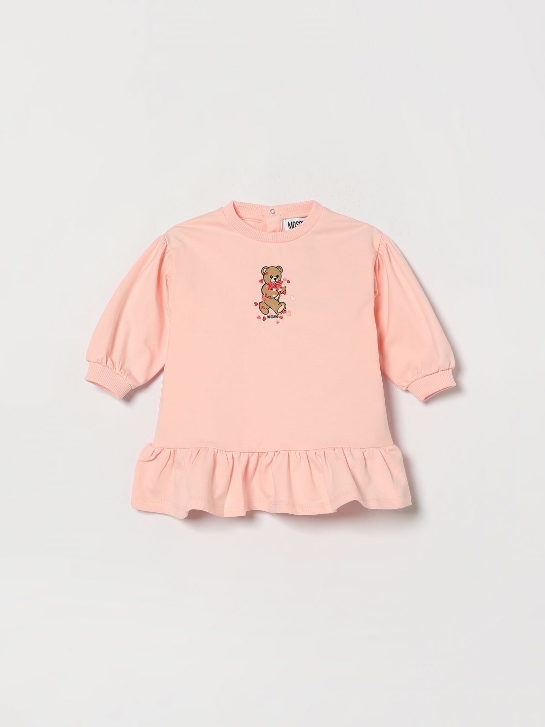 MOSCHINO Langärmliges Stretch-Baumwollkleid von für Mädchen mit Teddybär-Print