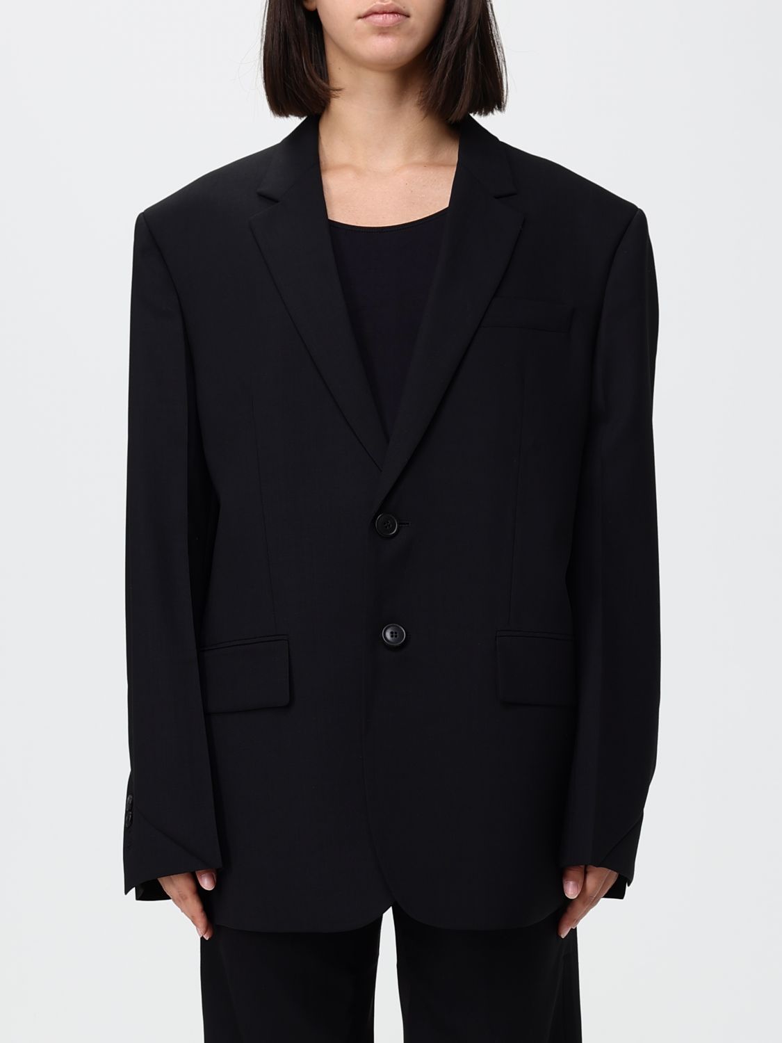 Phoebe Philo Oversized Single-breasted Blazer In Pure Wool With One-button Closure In Black
