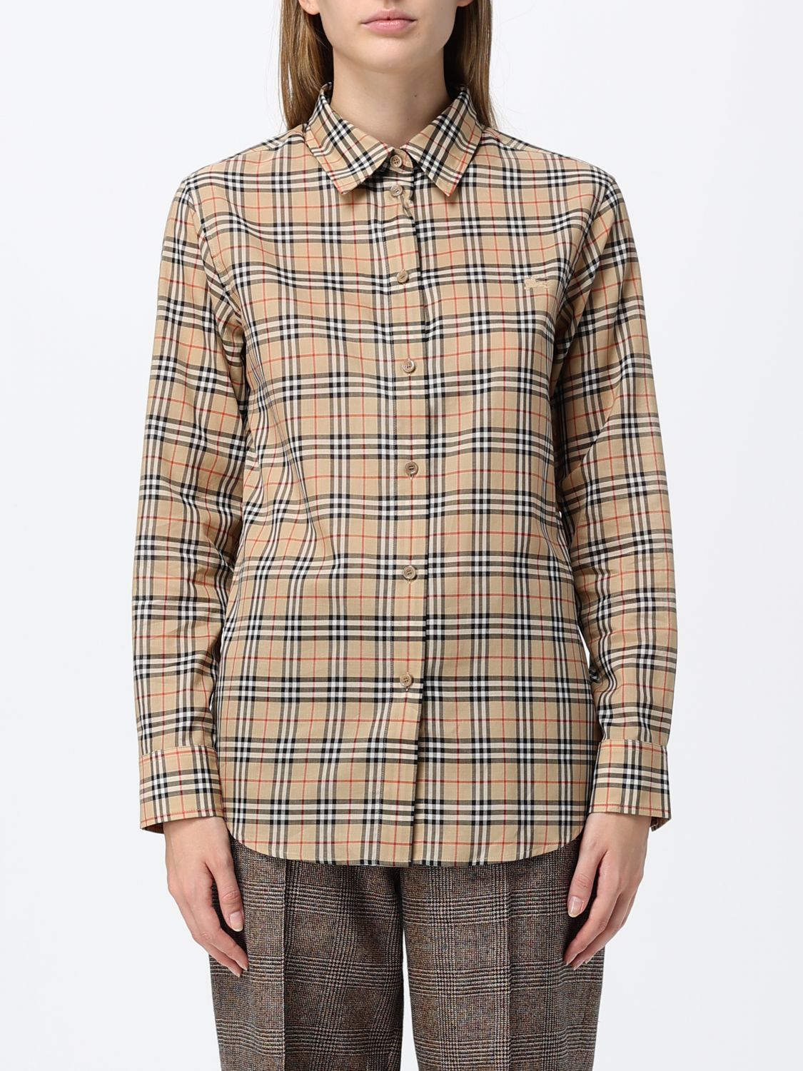 BURBERRY Slim Fit Long-Sleeved Cotton Shirt in Vintage Check