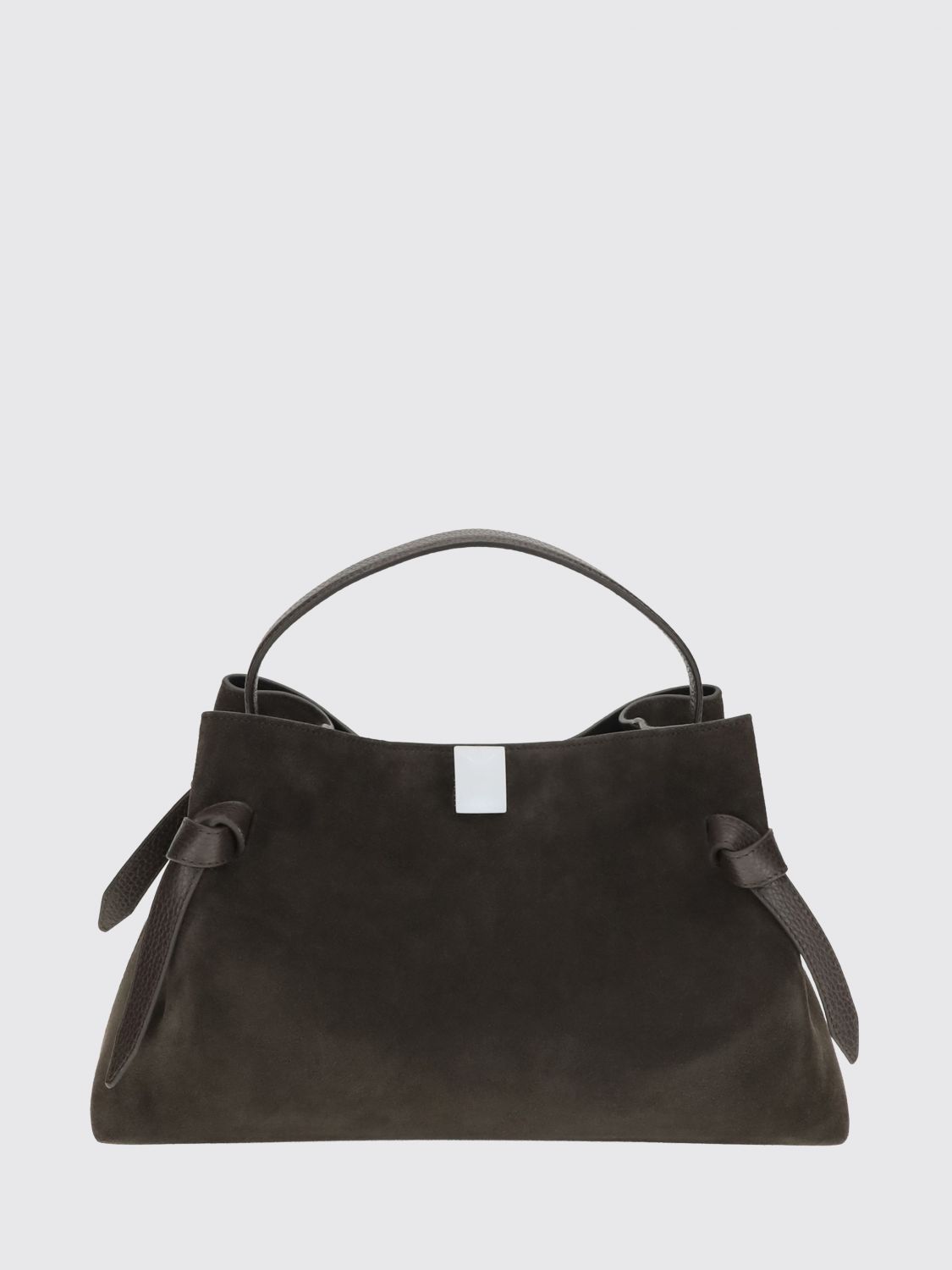 YUZEFI Gyoza Top Handle Bag in Suede Leather with Removable Shoulder Strap
