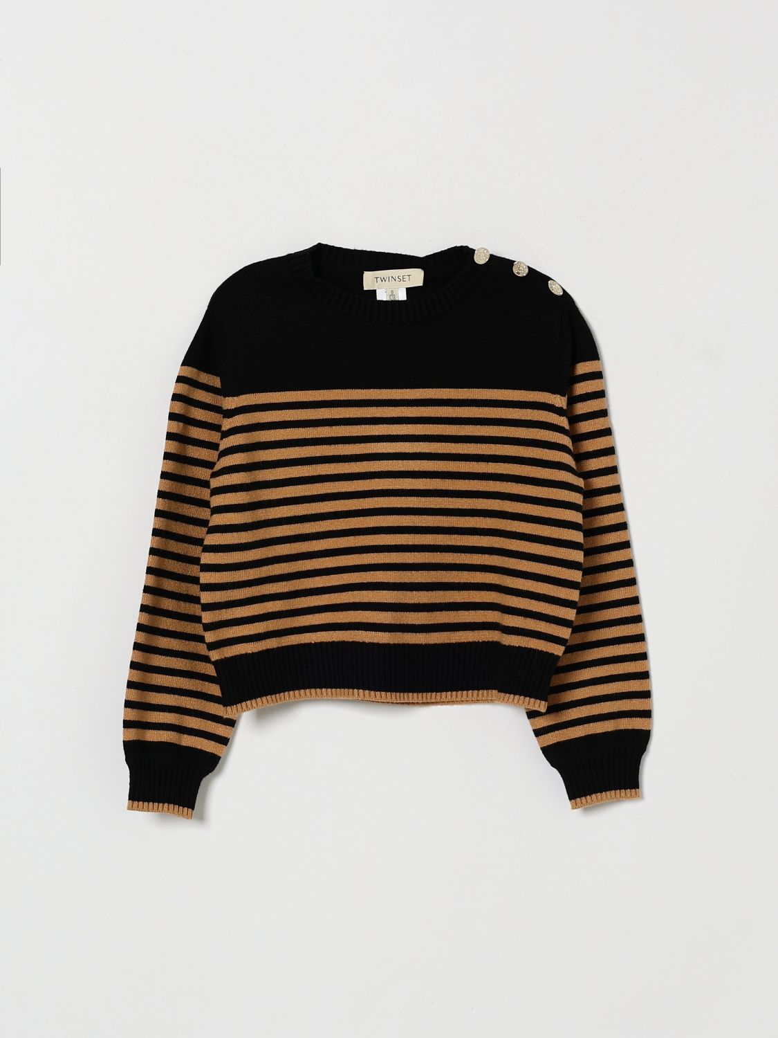 Twinset Maglia girocollo da bambino in misto viscosa con spalle cadute
