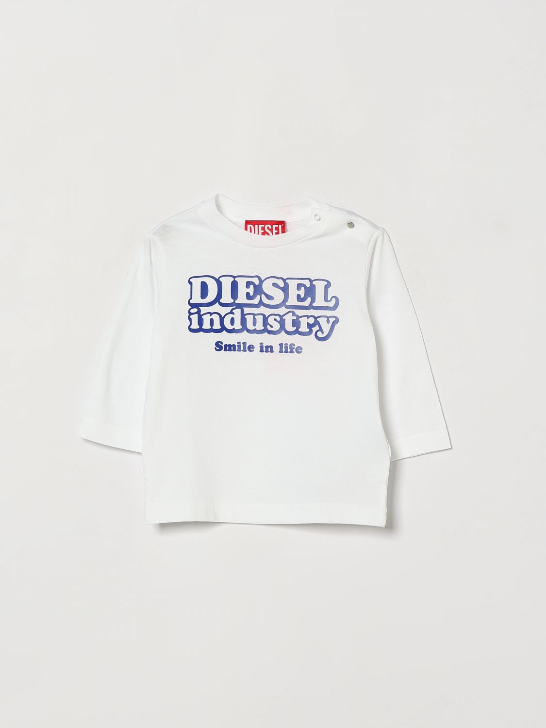 DIESEL Langarm-T-Shirt für Jungen aus Baumwolle mit Logo und Knöpfen