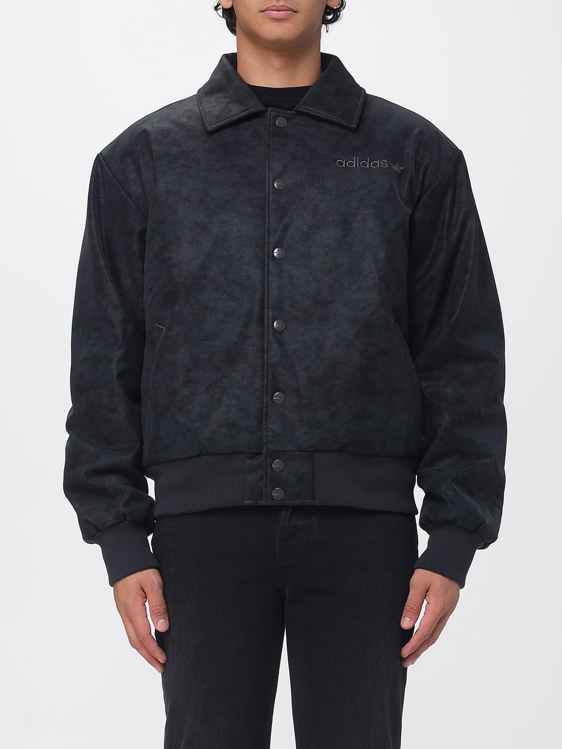 Adidas Originals Technical Fabric Bomber Jacket with Embroidered Logo and Relaxed Fit