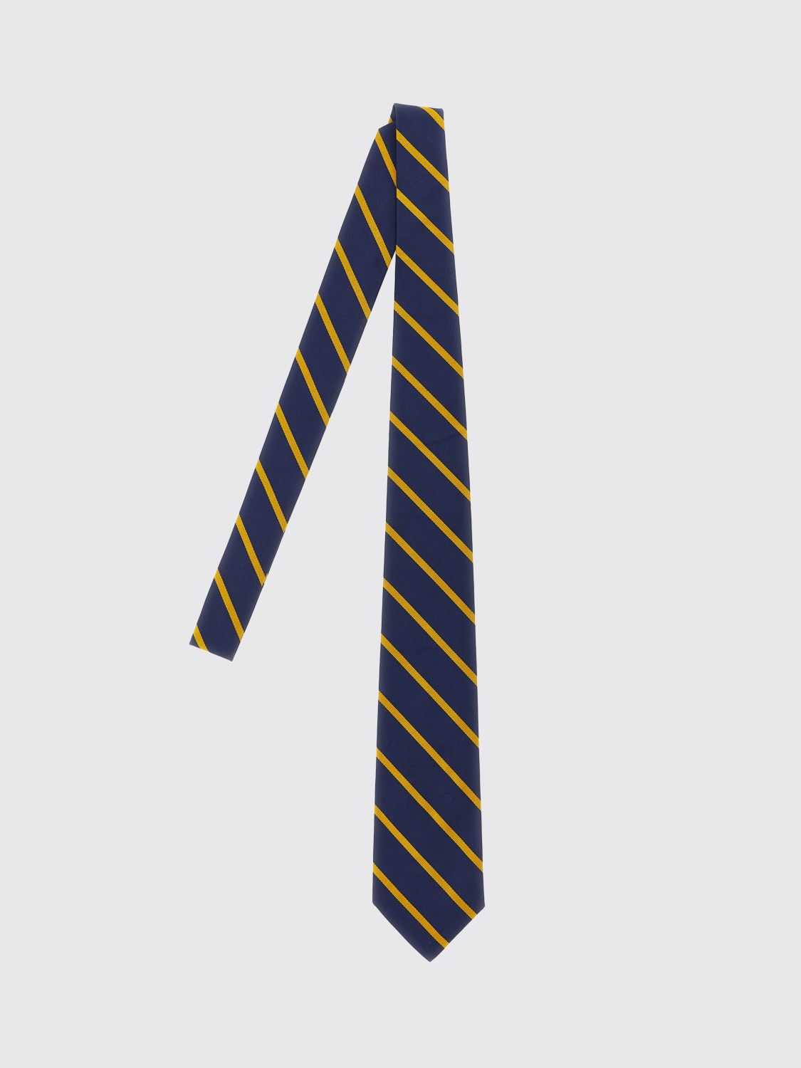 POLO RALPH LAUREN College-Style Striped Mulberry Silk Tie with Applied Logo
