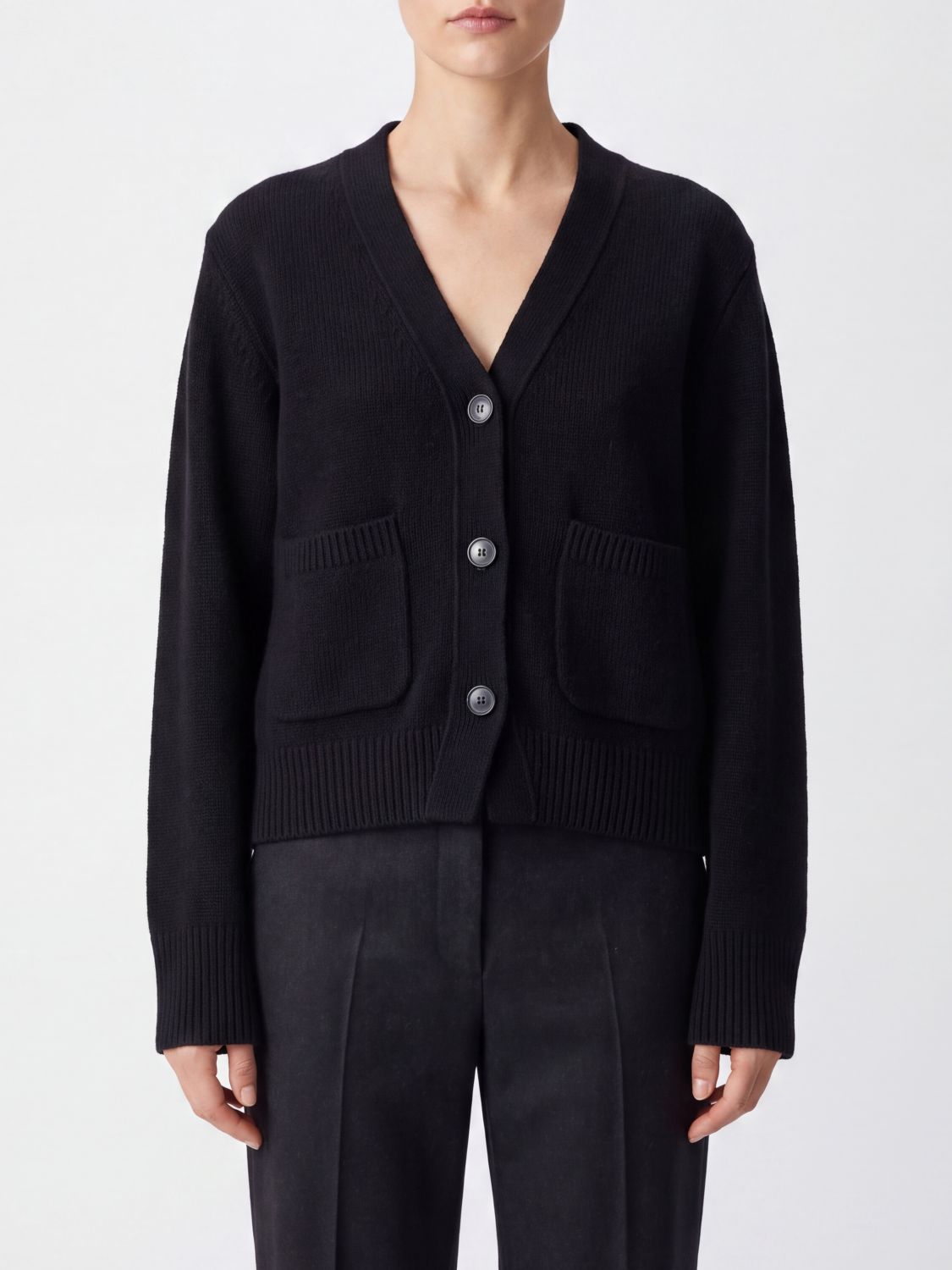 LISA YANG V-Ausschnitt-Cardigan aus 100% Kaschmir mit Rippbündchen