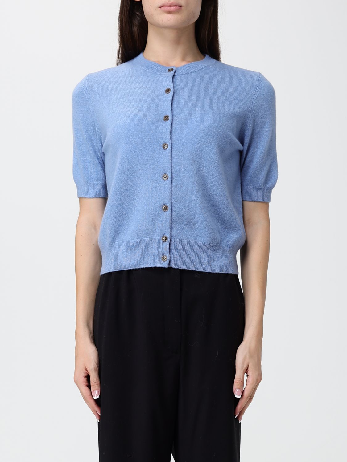 LISA YANG Kurzärmeliger Cardigan von aus 100% Kaschmir mit Rundhalsausschnitt