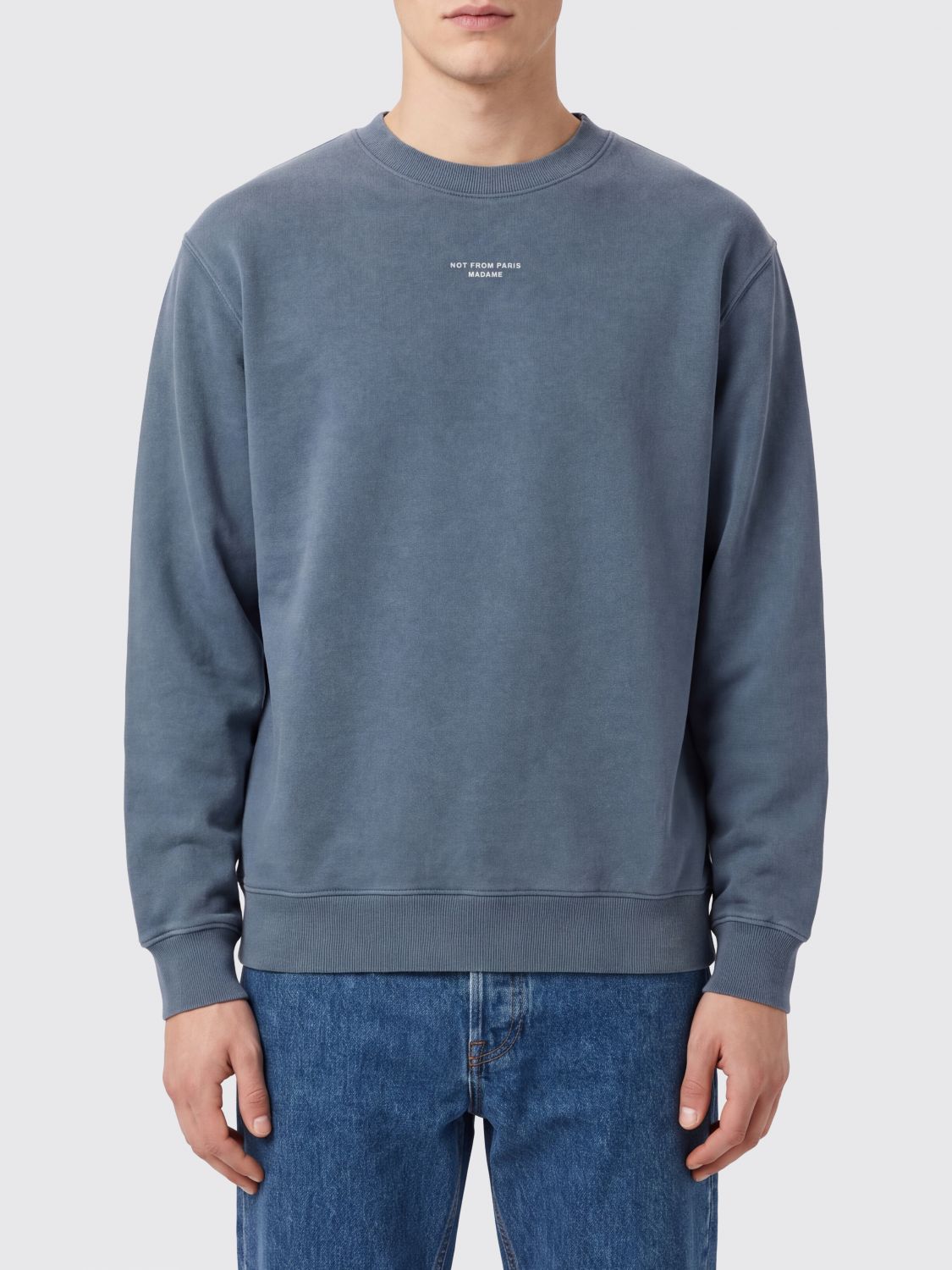 Drôle De Monsieur Relaxed Fit Cotton Crewneck Jumper with Contrast Logo