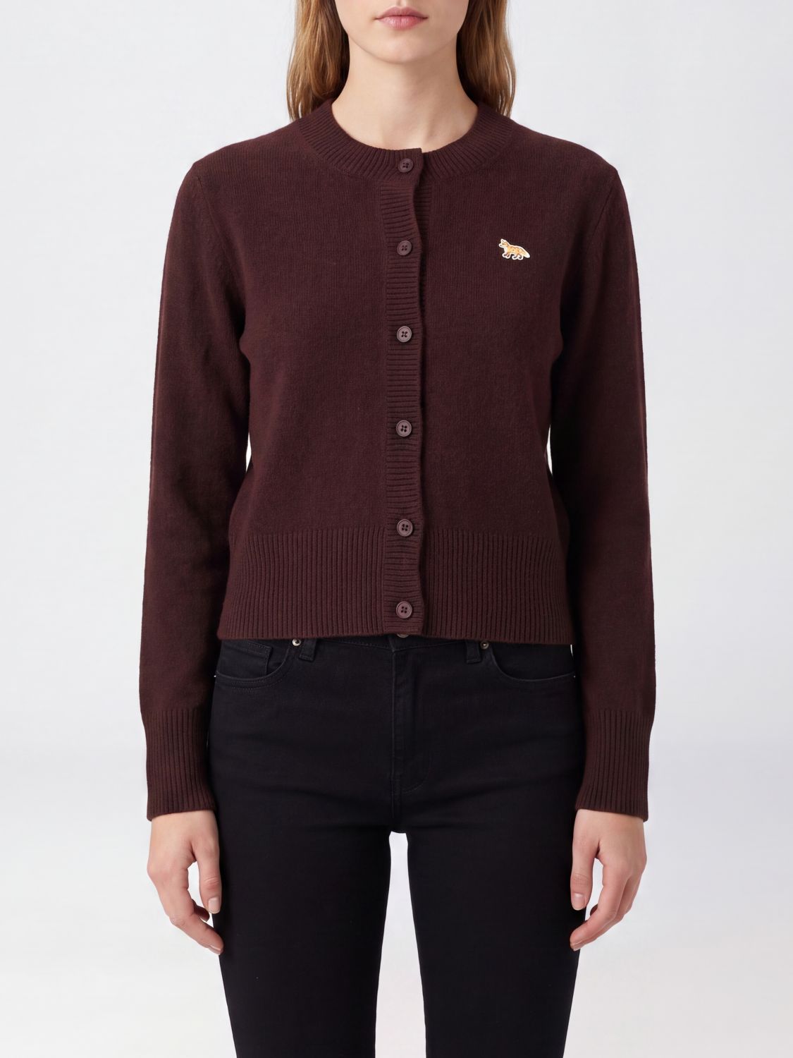MAISON KITSUNÉ Chillax Fox Logo Patch Merino Wool Cardigan
