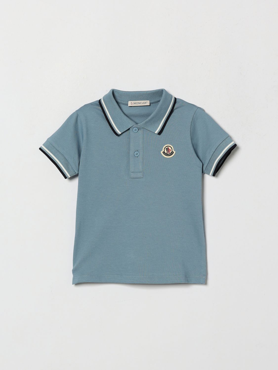 MONCLER Polohemd für Jungen aus Stretch-Baumwolle mit Kontraststreifen