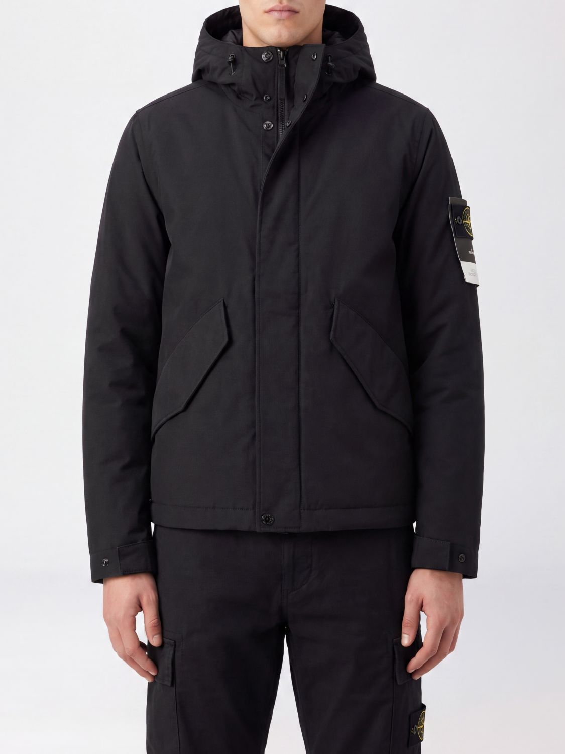 STONE ISLAND Recycled Nylon Hooded Windbreaker Jacket with Compass Logo