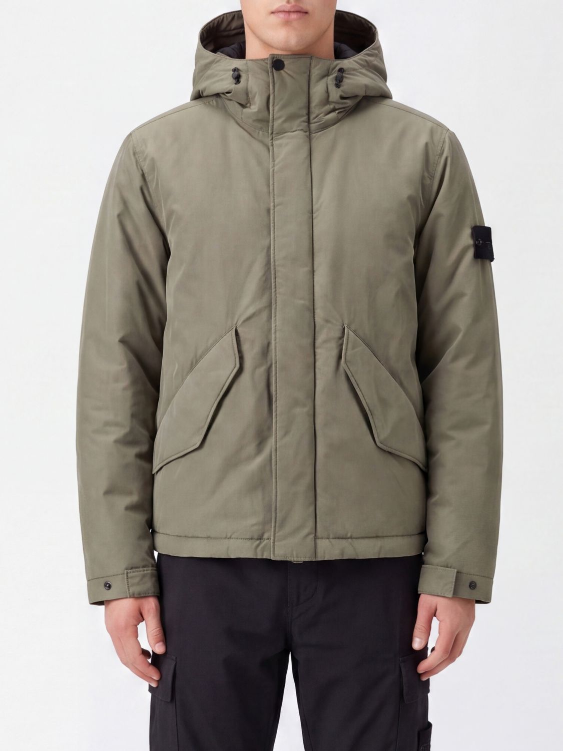 STONE ISLAND Giacca a vento in nylon riciclato con cappuccio e logo Compass