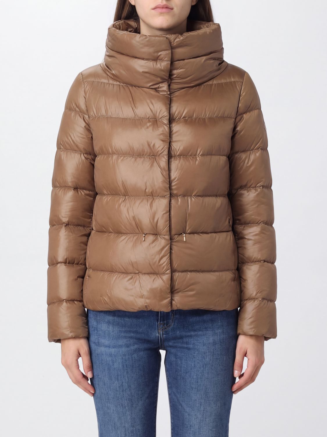 HERNO Piumino corto in nylon ultralight trapuntato con collo alto e coulisse