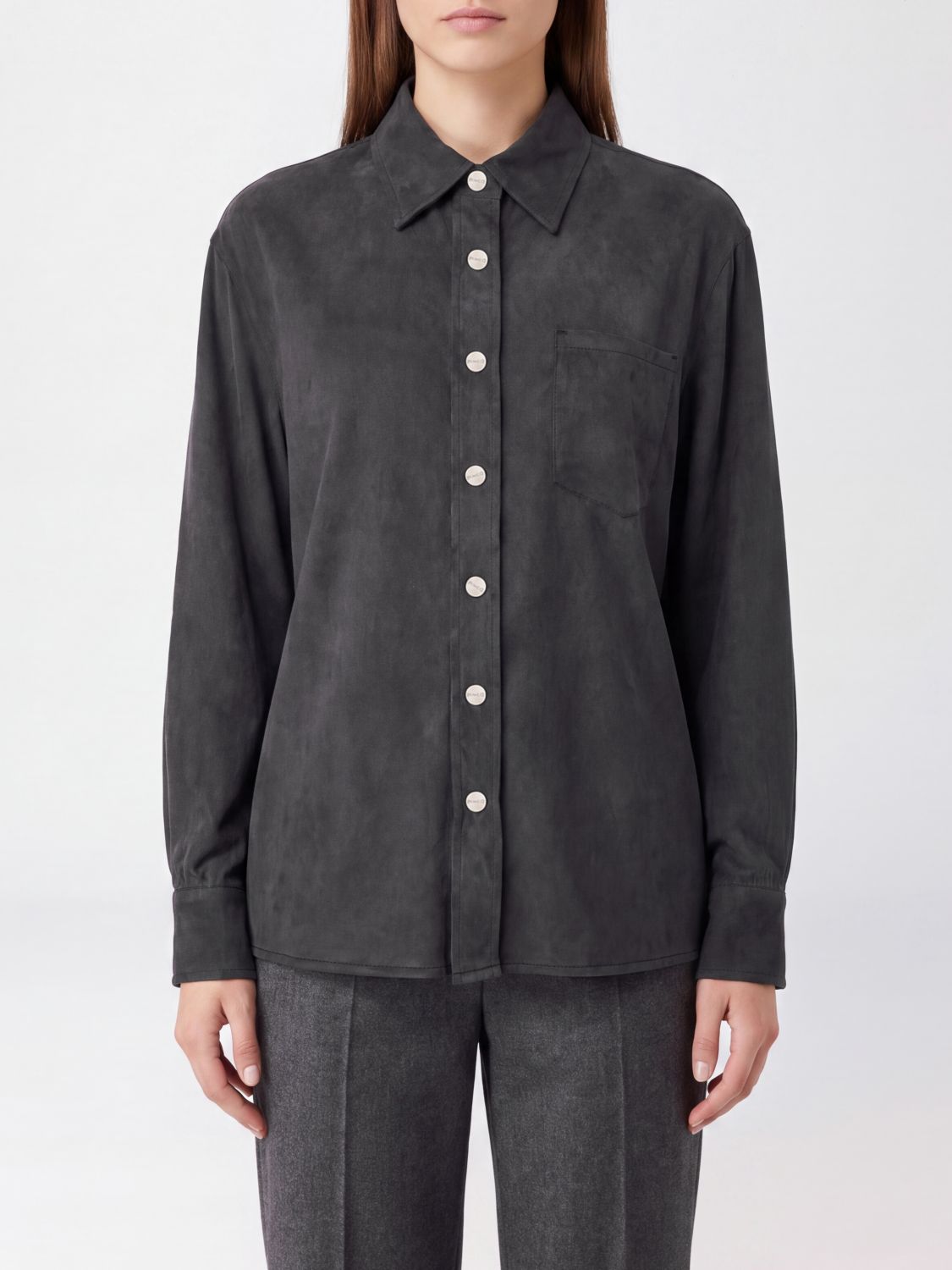 PINKO Camicia in twill di cupro e viscosa con spalle scese