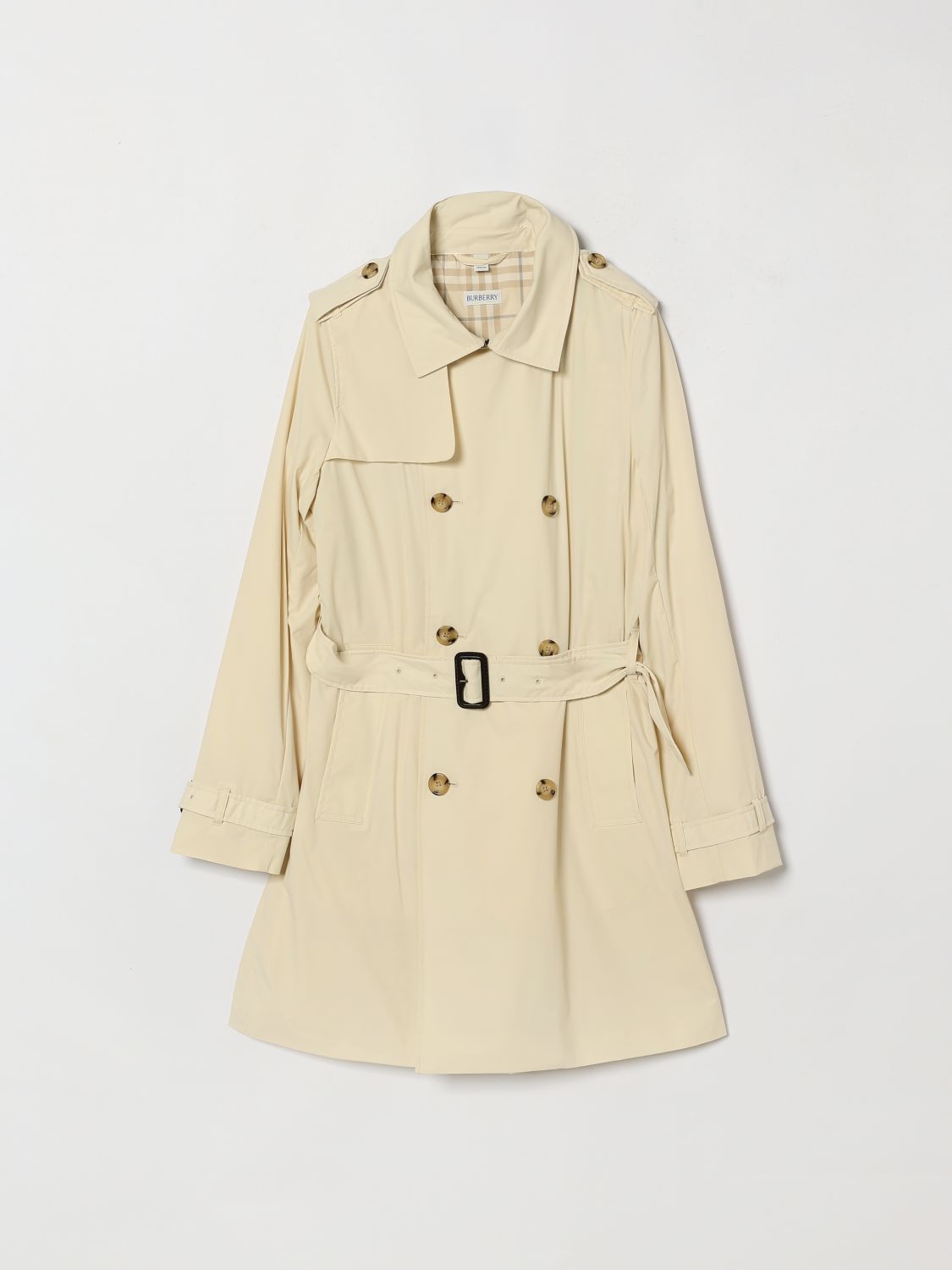BURBERRY Double-Breasted Trench Coat for Boys in Nylon with Check Lining