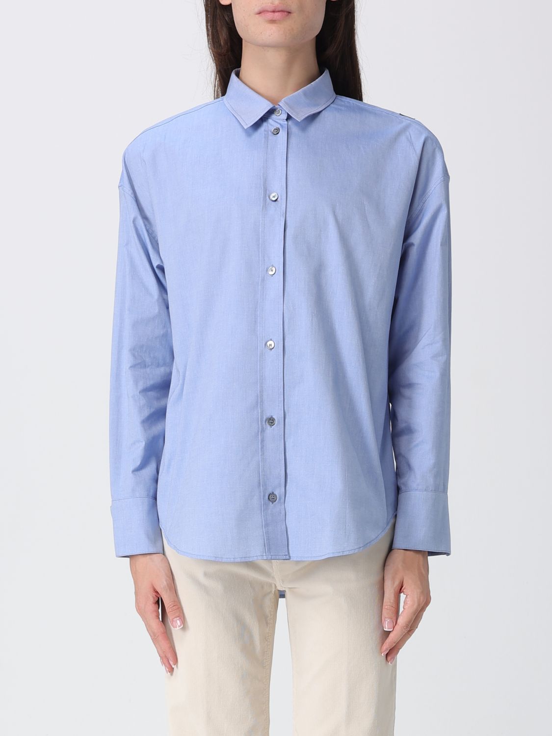 'S Max Mara Slim-Fit-Baumwollhemd mit kontrastierendem gesticktem Logo