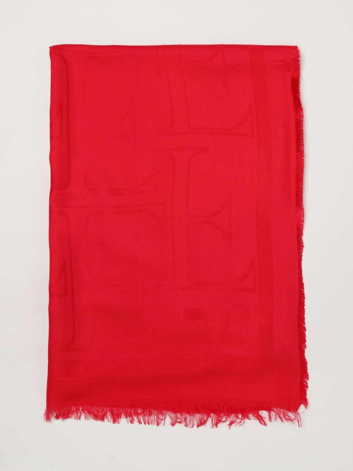 ELISABETTA FRANCHI Schal aus Modal und Viskose mit Jacquard-Logo und Fransen