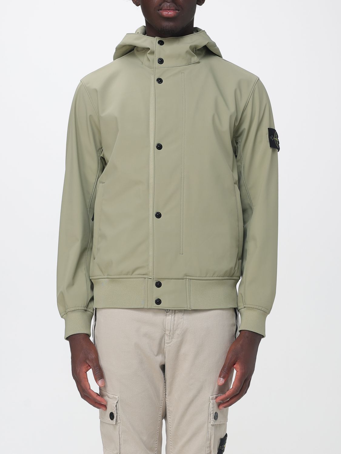 STONE ISLAND Bomber con cappuccio in tessuto tecnico stretch idrorepellente