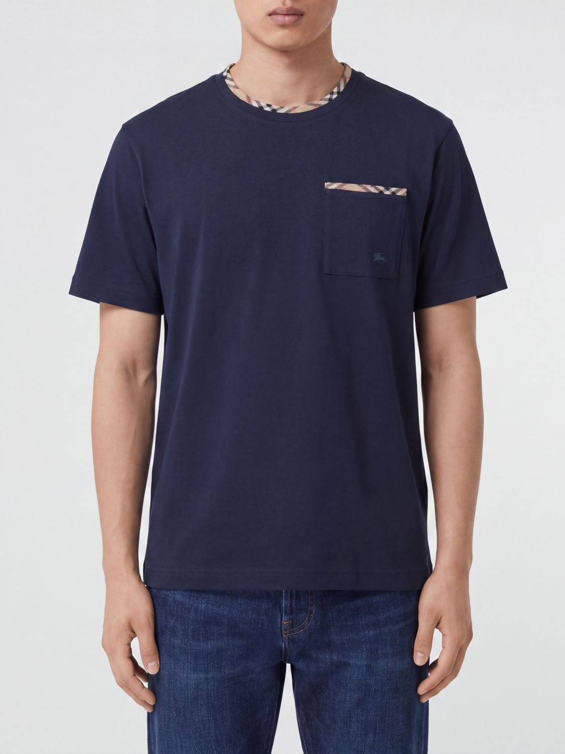 BURBERRY EKD Logo Cotton T-shirt with Contrast Pocket and Trim