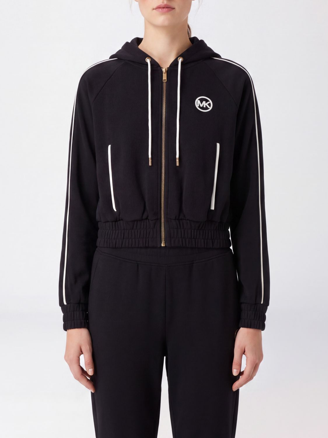 Michael Kors MK Monogram Logo Zip-Up Hoodie in Polyester