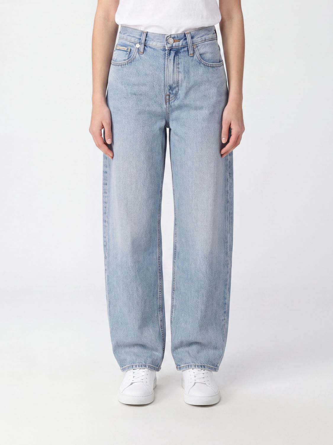 CALVIN KLEIN High-Waisted Baggy Jeans in Cotton Denim with Five Pockets