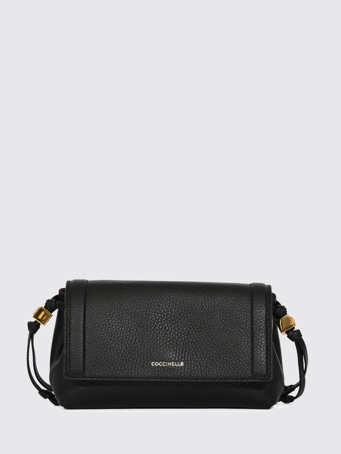 COCCINELLE Thess Mini Crossbody Bag in Black Pebbled Leather