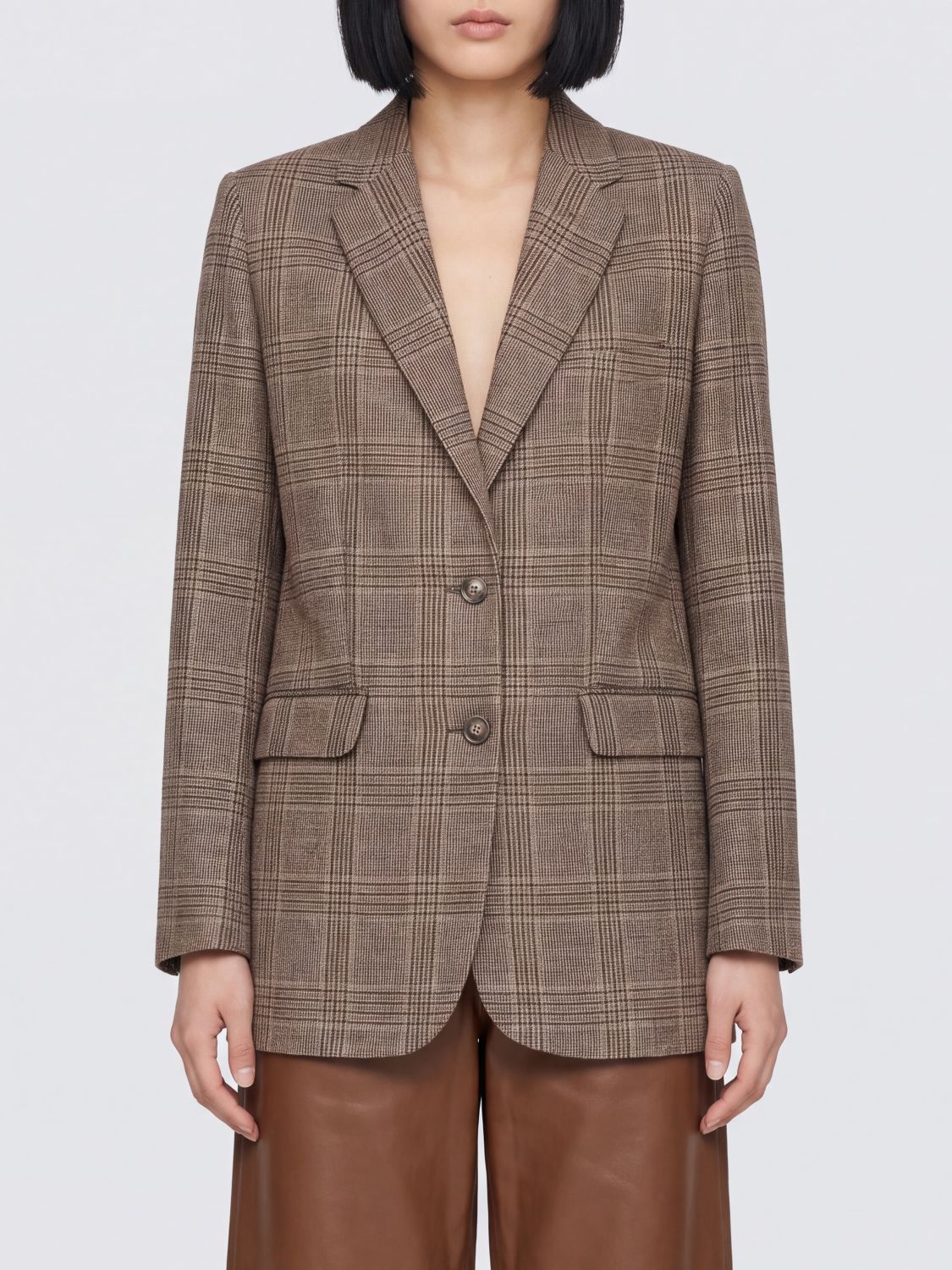 A. P.C. Single-Breasted Tartan Virgin Wool Blazer with Notch Lapels