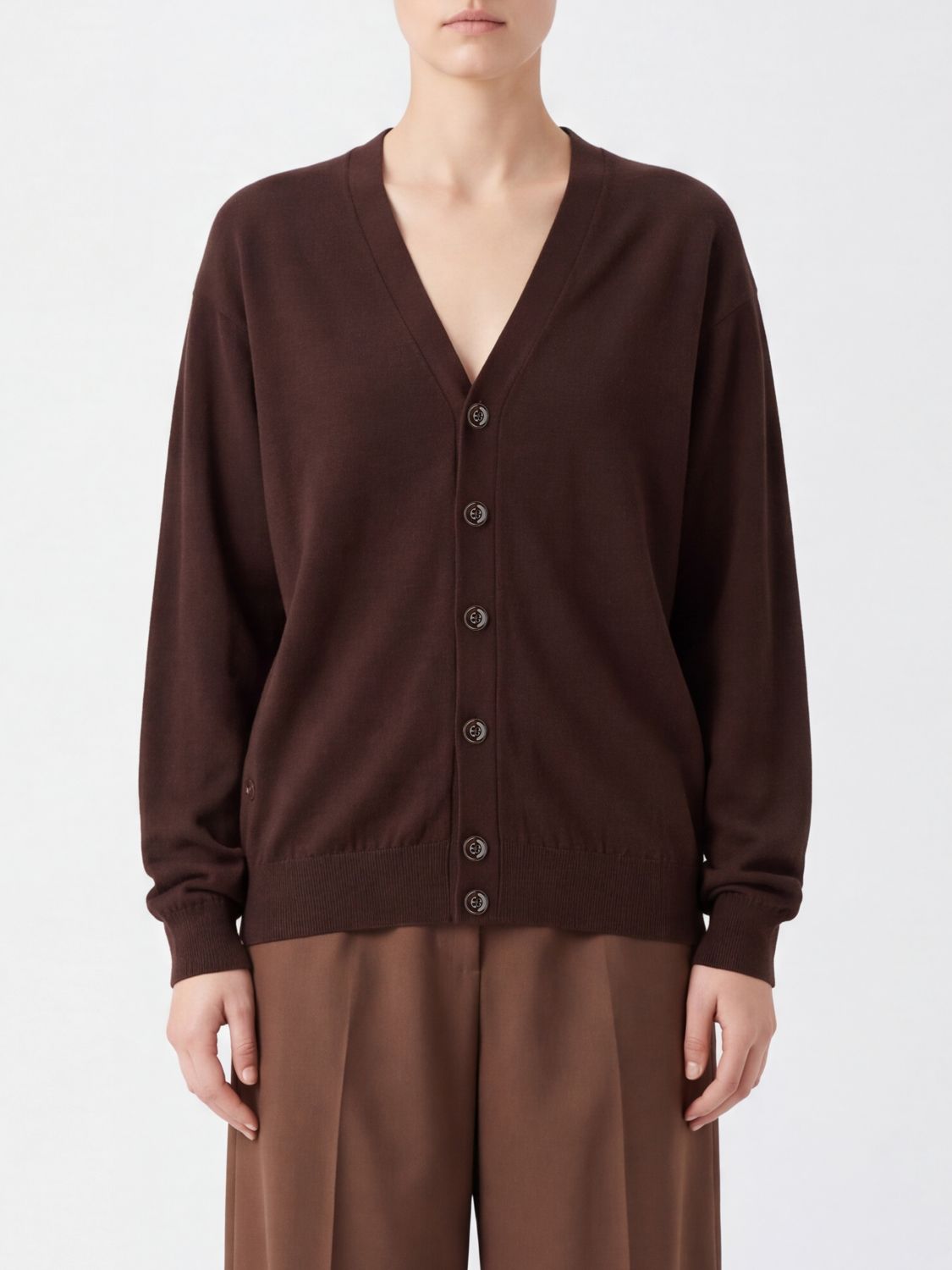 Lemaire Relaxed Fit Wool Blend V-neck Cardigan With Buttons In Multi