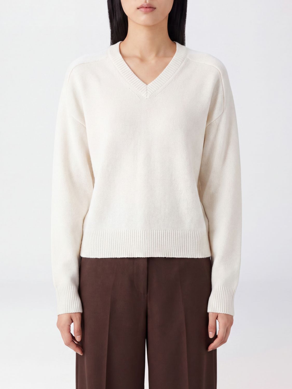 LOULOU DE SAISON Locker geschnittener Pullover von aus reinem Kaschmir mit V-Ausschnitt