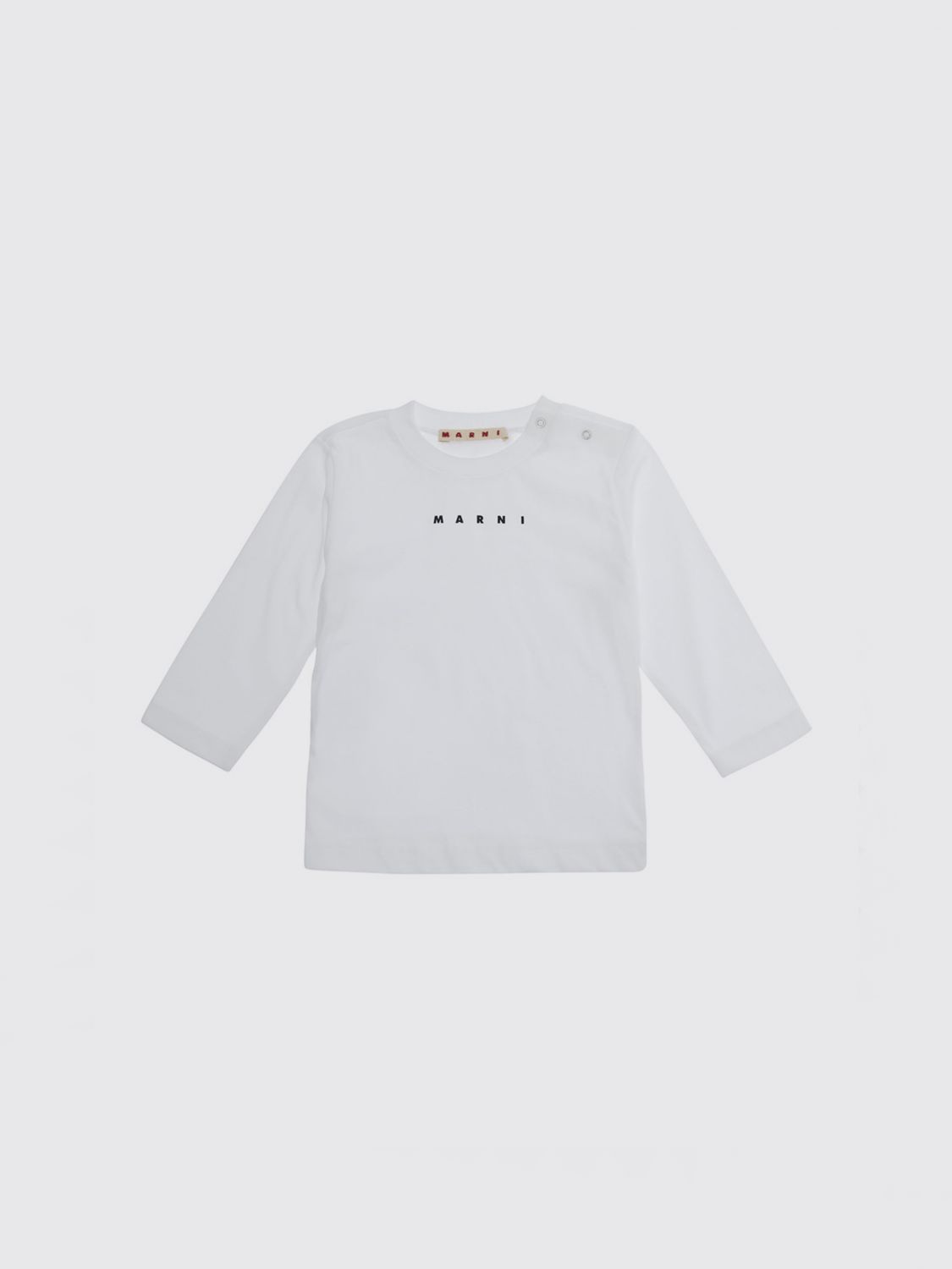 MARNI Boy's Cotton Sweatshirt with Printed Logo and Shoulder Buttons