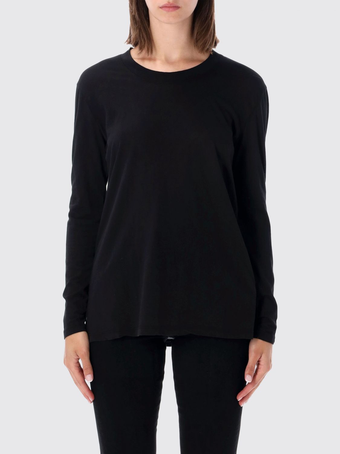 James Perse Long-Sleeved Pure Cotton T-Shirt with Crew Neck