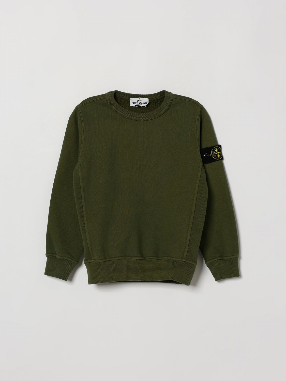 STONE ISLAND JUNIOR Felpa girocollo da bambino in cotone con logo Compass