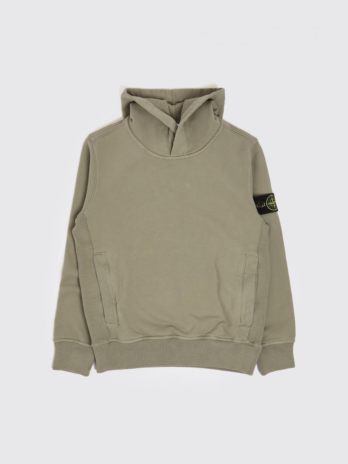 STONE ISLAND JUNIOR Boy's Cotton Hoodie with Compass Logo STONE ISLAND JUNIOR Boy's Cotton Hoodie with Compass Logo