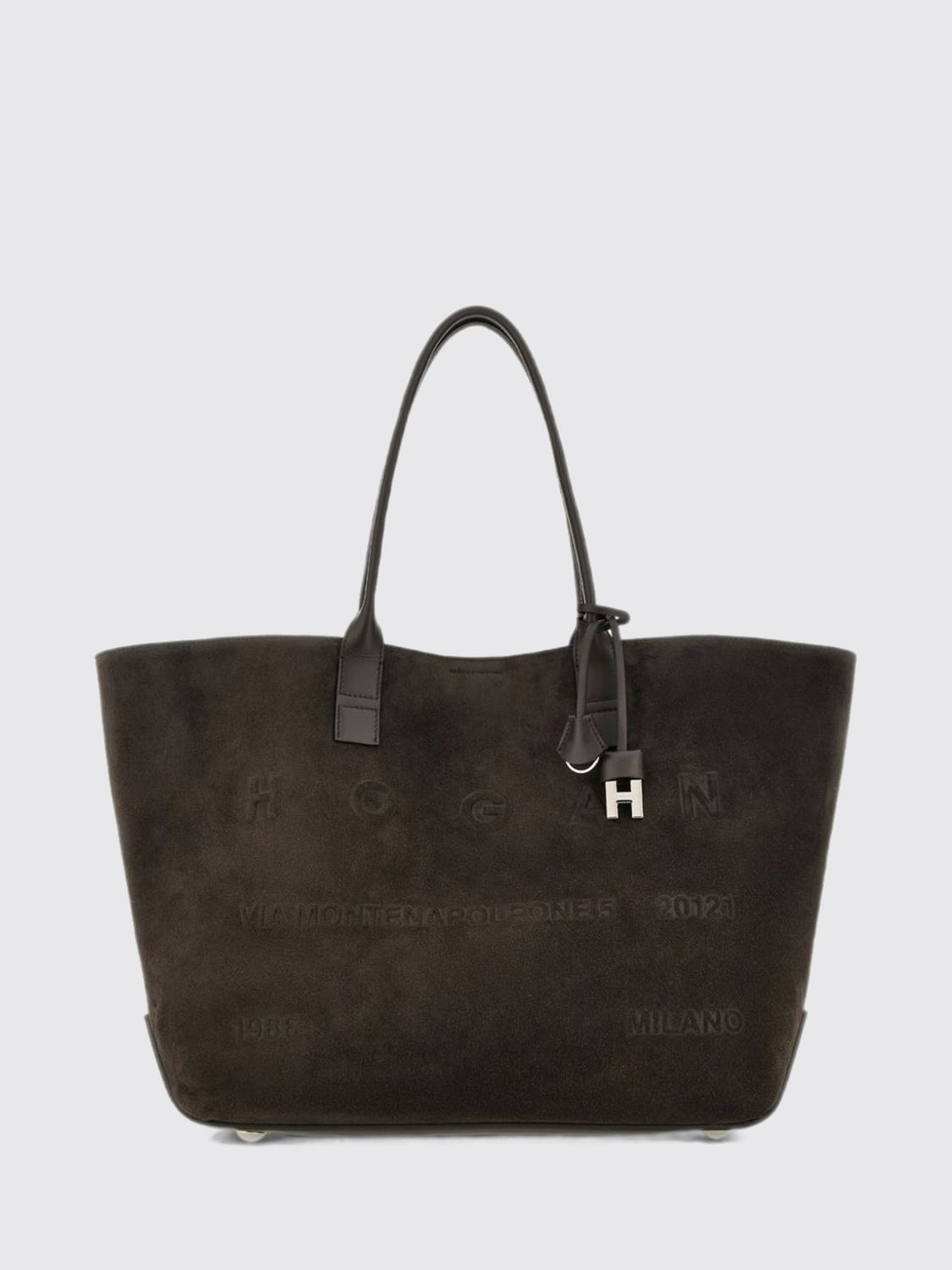 HOGAN Suede Calf Leather Tote Bag with Double Handle and Internal Pouch HOGAN Suede Calf Leather Tote Bag with Double Handle and Internal Pouch