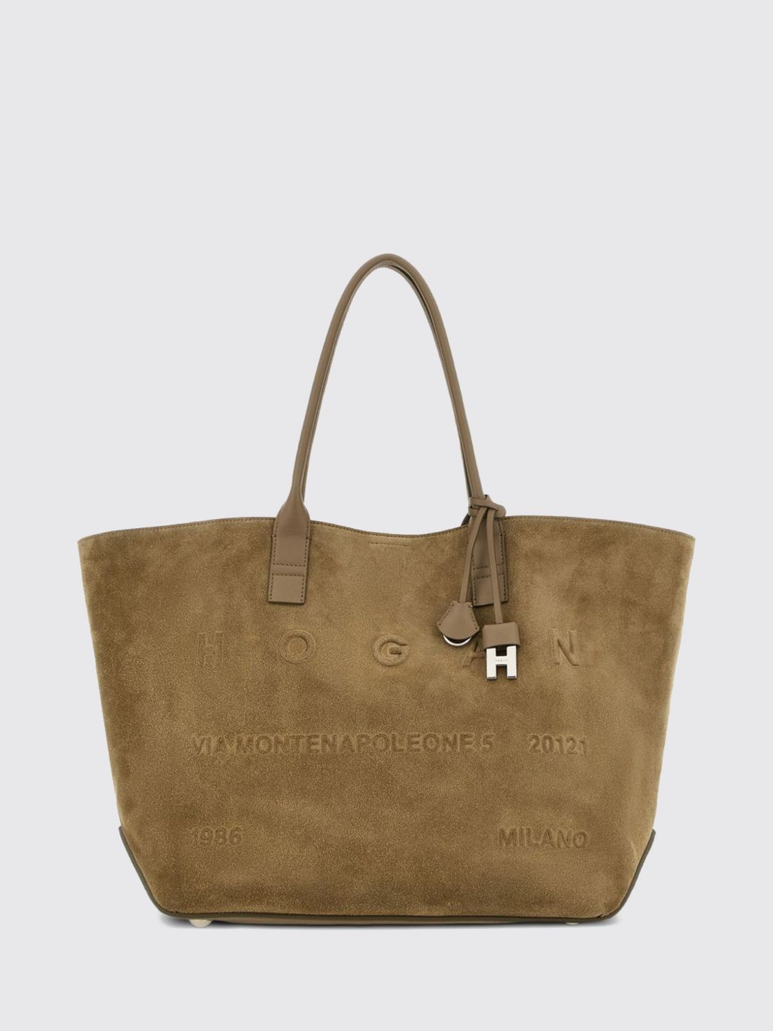 HOGAN Suede Calf Leather Tote Bag with Double Handle and Internal Pouch HOGAN Suede Calf Leather Tote Bag with Double Handle and Internal Pouch