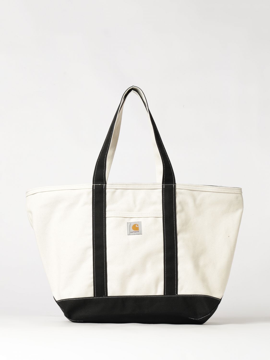 CARHARTT WIP Large Cotton Canvas Tote Bag with Applied Logo and Zip Closure CARHARTT WIP Large Cotton Canvas Tote Bag with Applied Logo and Zip Closure