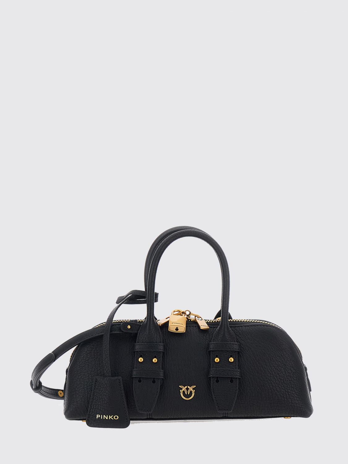 PINKO Escape Horizontal Sheepskin Leather Handbag with Love Birds Logo PINKO Escape Horizontal Sheepskin Leather Handbag with Love Birds Logo