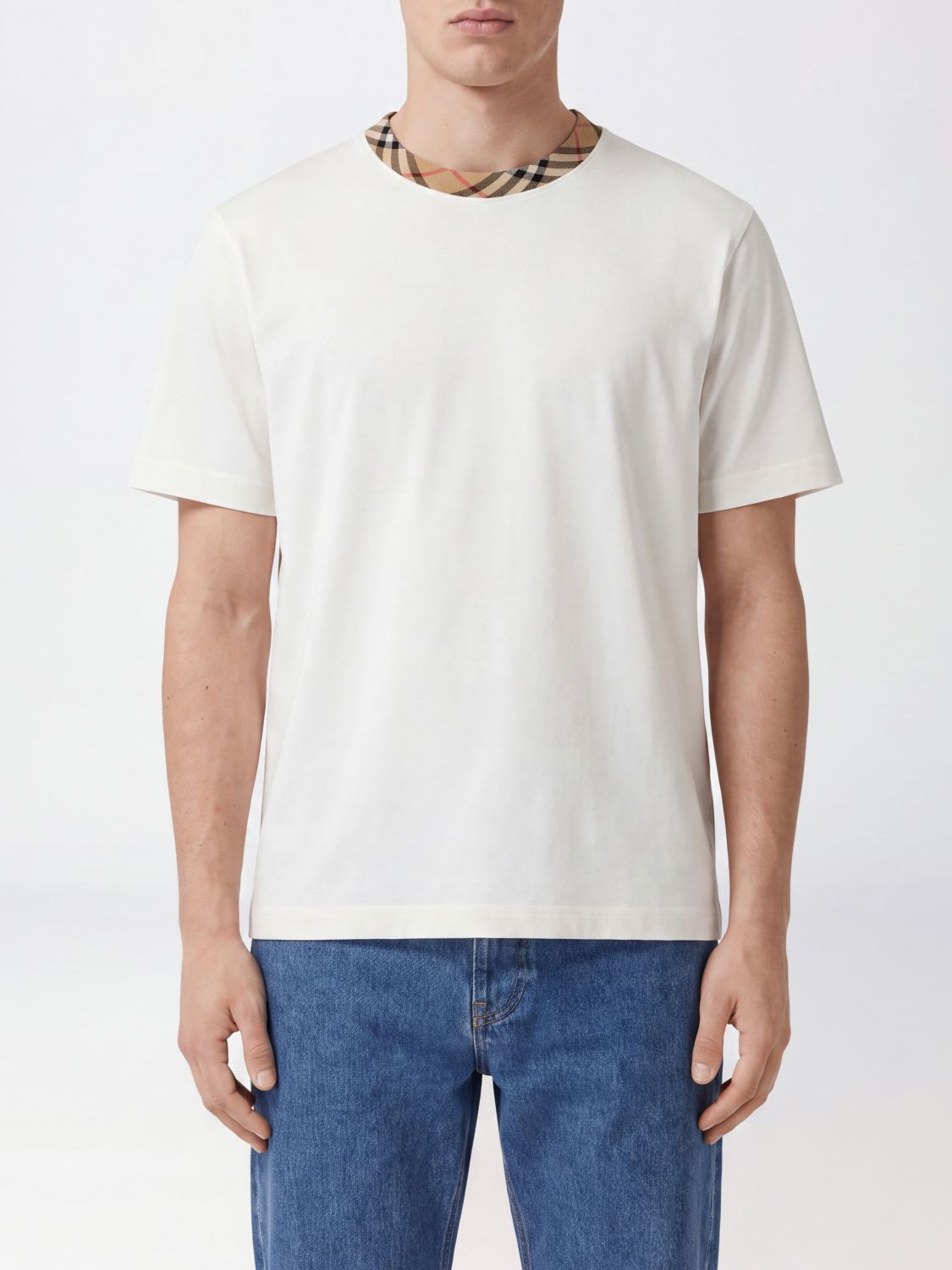 BURBERRY T-Shirt aus Baumwolle mit Rundhalsausschnitt und Kontrastpaspeln