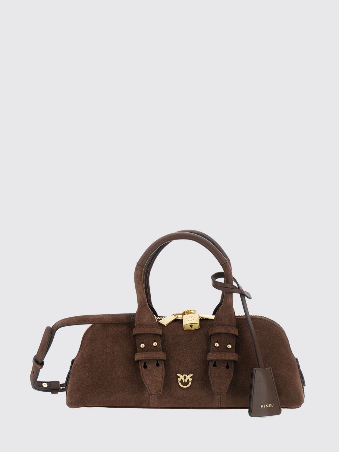 PINKO Escape Suede Leather Handbag with Love Birds Logo PINKO Escape Suede Leather Handbag with Love Birds Logo