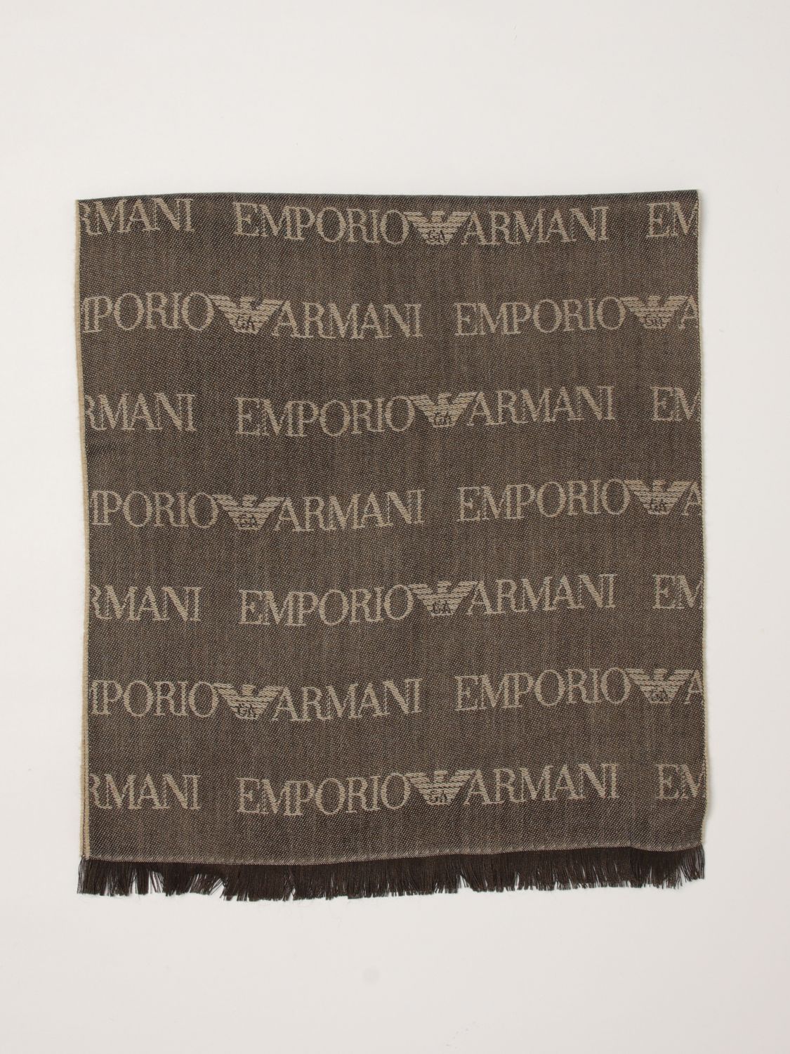 EMPORIO ARMANI Schal aus Schurwollmischung mit Jacquard-Logo-Muster